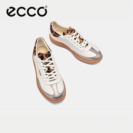 ECCO爱步 春季板鞋轻质休闲板鞋德训鞋系带复古豹纹 柔酷|235813