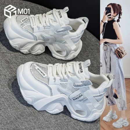 M01透气网面老爹鞋女新款夏季休闲运动鞋百搭爆款增高厚底小白鞋