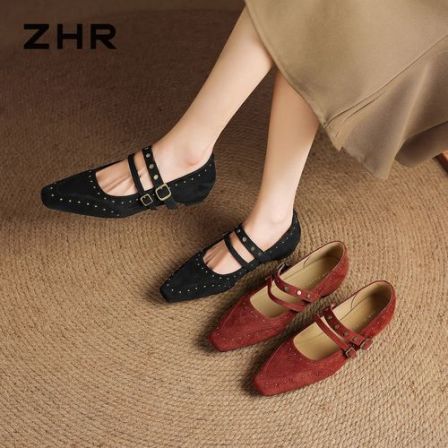 ZHR/则则复古玛丽珍鞋女款2026秋新款法式铆钉配裙单鞋内增高女鞋