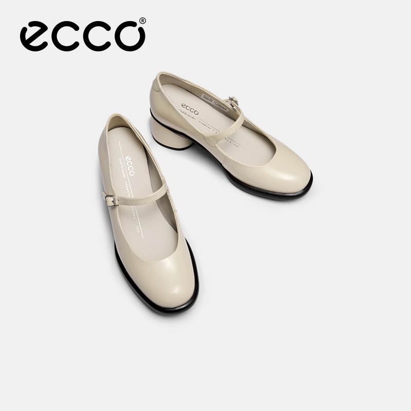 ECCO爱步女鞋玛丽珍鞋款流光风粗跟浅口单鞋雕塑奢华|222503主图