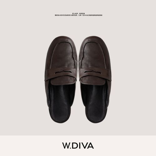 W.Diva【魏老板】牛皮软皮微方圆头防滑乐福鞋拖鞋DWAAXL2865魏老板主图