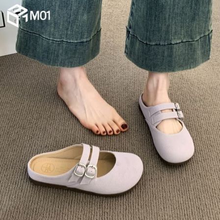 M01包头半拖鞋女夏外穿2026超火勃肯鞋懒人一脚蹬女鞋子平底凉拖