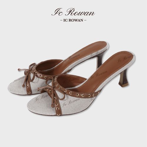 Rowan 丨中古风蝴蝶结露趾凉鞋女夏外穿小猫跟沙滩鞋ICTZX4738主图