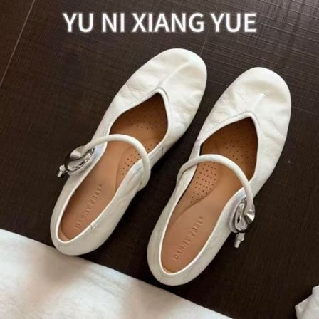 法式复古圆头浅口玛丽珍鞋女通勤百搭气质舒适平底单鞋羊皮芭蕾鞋