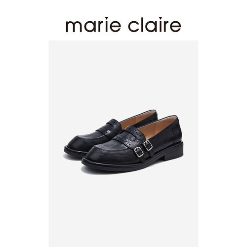 MC女鞋拼接孟克鞋2026年春季新款乐福鞋女皮单鞋marieclaire女鞋主图