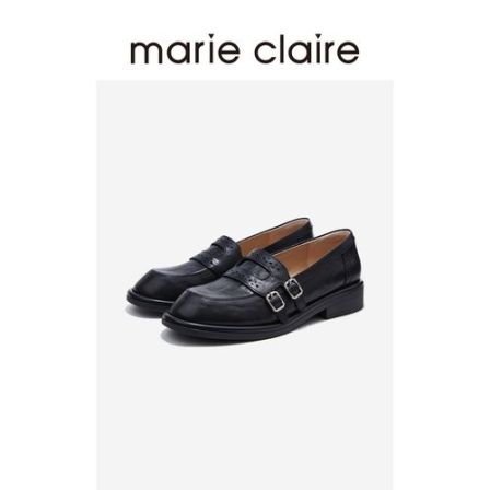 MC女鞋拼接孟克鞋2026年春季新款乐福鞋女皮单鞋marieclaire女鞋