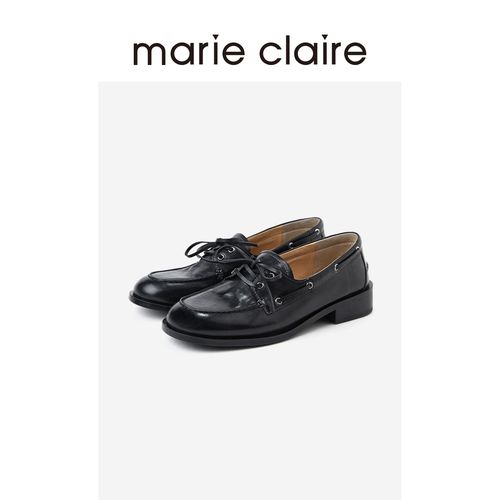 MC女鞋帆船乐福鞋2026年春季午夜巴黎黑女皮单鞋marieclaire女鞋主图