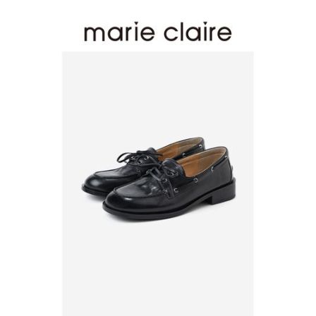 MC女鞋帆船乐福鞋2026年春季午夜巴黎黑女皮单鞋marieclaire女鞋