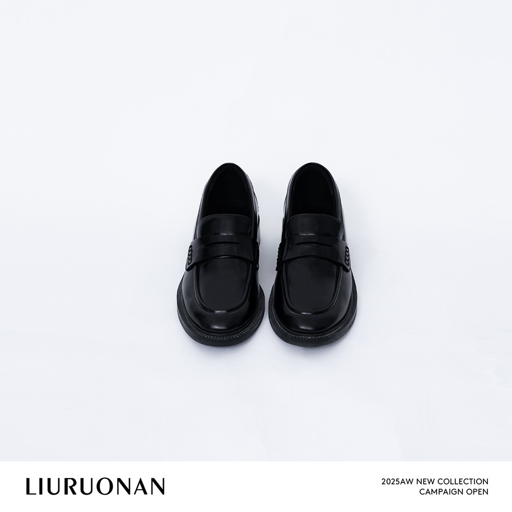 LIURUONAN【早春小皮鞋】黑色复古通勤百搭牛皮乐福鞋主图