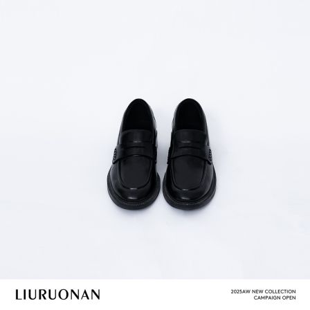 LIURUONAN【早春小皮鞋】黑色复古通勤百搭牛皮乐福鞋