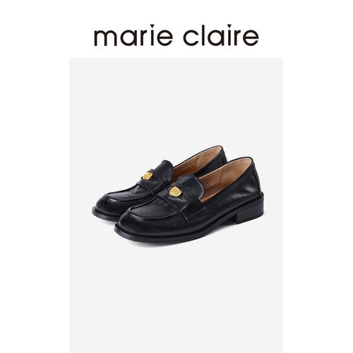 MC女鞋水洗金币乐福鞋2025年秋圆头方跟小皮鞋女marieclaire女鞋主图