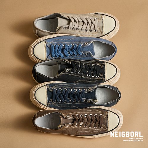 【莞制·超级厂】NEIGBORL钊叔制复古低帮做旧男女百搭硫化帆布鞋主图