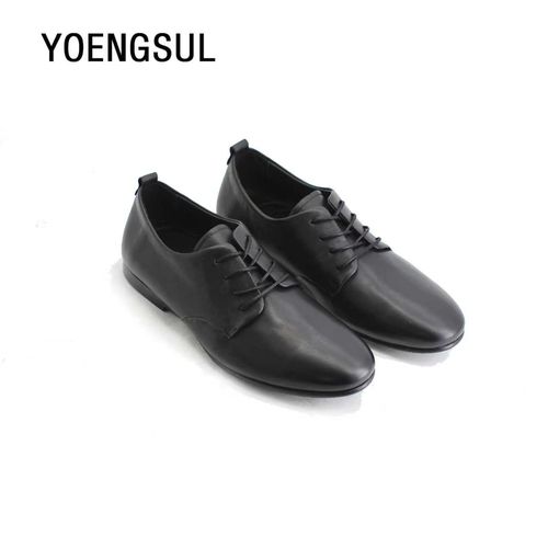 YEONGSUL软底软面进口胎牛皮系带小皮鞋薄底德比鞋男舒适上班便鞋主图