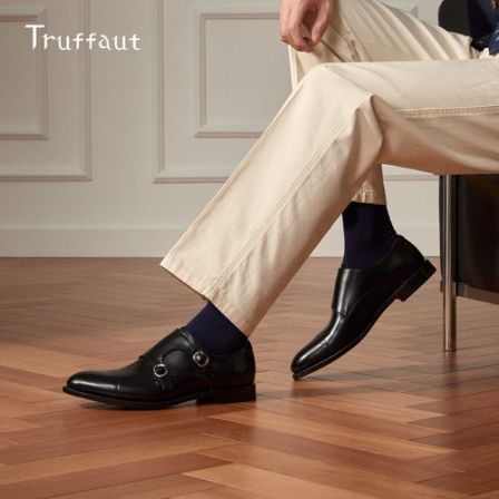 Truffaut固特异孟克鞋商务正装通勤僧侣鞋手工真皮搭扣秋季皮鞋男