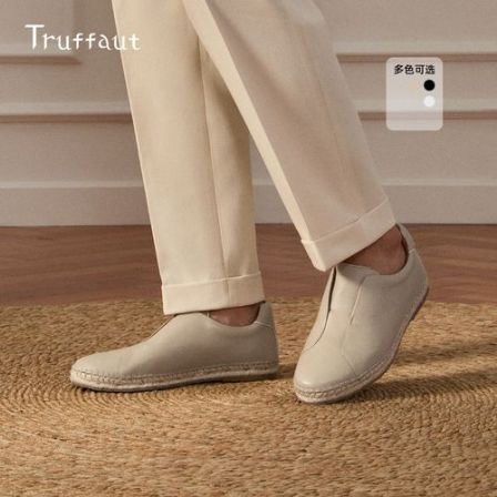 Truffaut夏季百搭渔夫鞋时尚透气平底一脚蹬老钱风休闲男士鞋