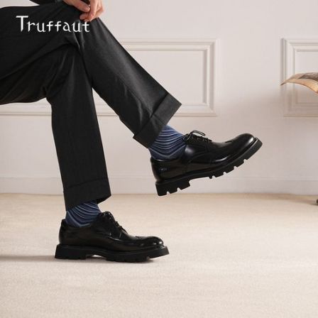 【林雨申同款】Truffaut男士皮鞋男休闲厚底英伦商务正装圆头德比鞋