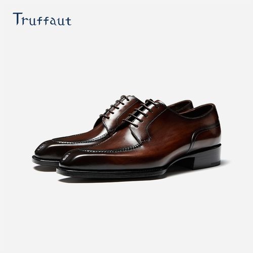 【高端设计师款】Truffaut固特异琴底皮鞋男正装商务手工真皮德比鞋主图