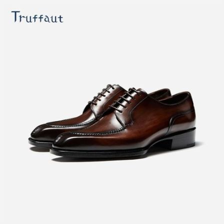 【高端设计师款】Truffaut固特异琴底皮鞋男正装商务手工真皮德比鞋