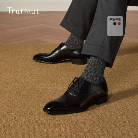 【琴底】Truffaut雕花方头牛津鞋复古风男士真皮皮鞋商务正装男鞋