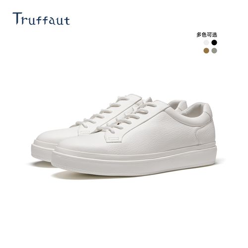 【舒适鹿皮】Truffaut真皮小白鞋男士夏季透气时尚百搭休闲新款板鞋主图