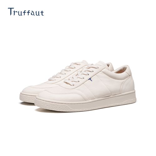 Truffaut白色真皮时尚休闲鞋舒适透气百搭低帮极简风男士小白鞋主图