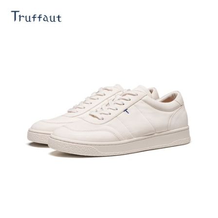 Truffaut白色真皮时尚休闲鞋舒适透气百搭低帮极简风男士小白鞋