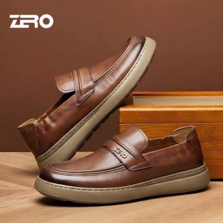 ZRO零度男士复古一脚蹬2026夏季新款手抓花头层牛皮商务休闲皮鞋