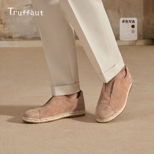 Truffaut一脚蹬透气百搭休闲男士渔夫鞋老钱风时尚百搭夏季皮鞋主图