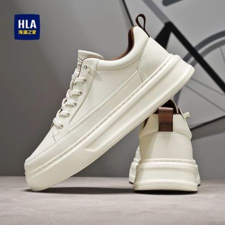 海澜之家男鞋新款春季小白鞋运动厚底增高休闲鞋简约百搭纯白板鞋