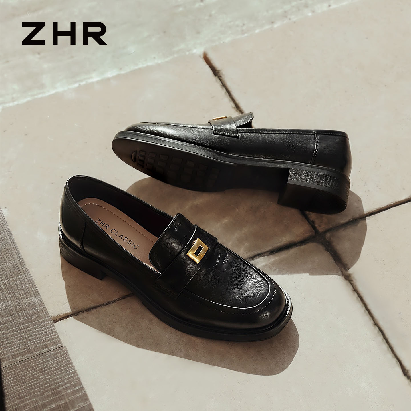 ZHR则则羊皮乐福鞋女2026秋季新款黑色英伦风小皮鞋真皮软底单鞋主图