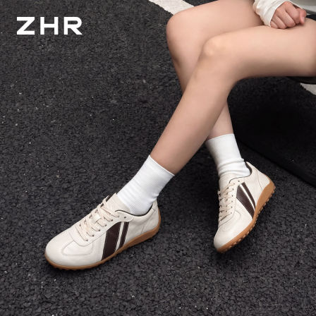 ZHR则则羊皮复古德训鞋女款2026新款秋季百搭休闲板鞋软底小白鞋
