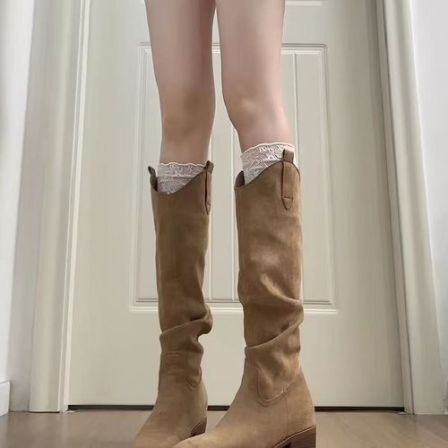 秋冬新款复古粗跟显瘦堆堆长筒骑士女靴00611