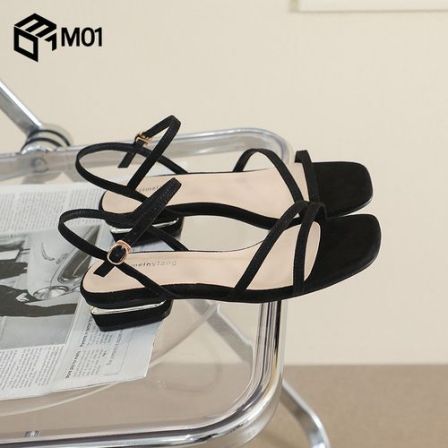 M01一字带凉鞋女新款韩版简约法式平底凉拖鞋女休闲大码凉鞋女夏