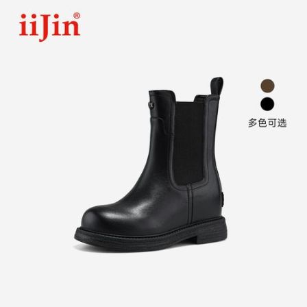 iiJin艾今26秋季新9cm厚底内增高英伦风复古切尔西烟筒靴女512VNB