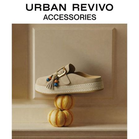 URBAN REVIVO2026秋季新款女士休闲绒面串珠包头拖鞋UAYS60051+