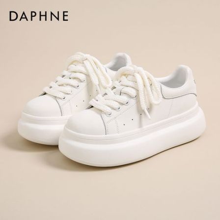 Daphne/达芙妮2026夏季爆款时尚百搭小白鞋厚底增高休闲透气女鞋