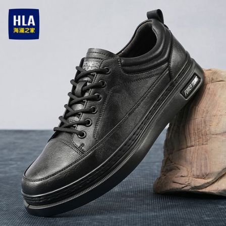 HLA/海澜之家男鞋2026秋季新款男士黑色潮流通勤板鞋百搭休闲皮鞋