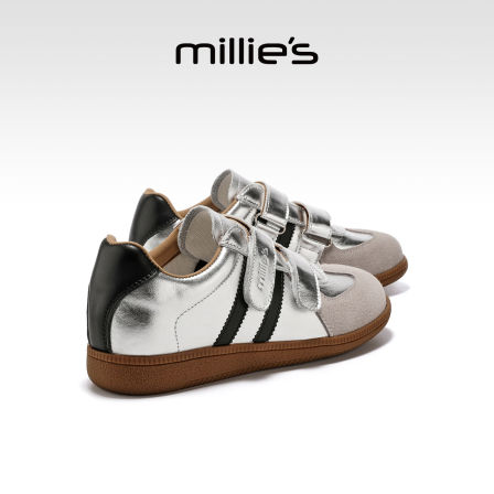 MILLIE'S/妙丽银色复古德训鞋女鞋厚底百搭休闲板鞋2026秋季新款