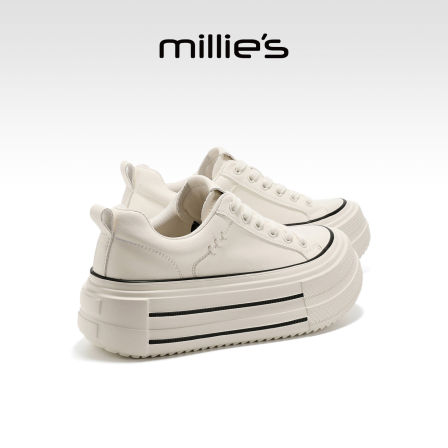 MILLIE'S/妙丽简约风厚底小白鞋女鞋增高板鞋百搭休闲鞋秋季新款