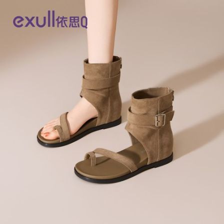 依思q内增高凉靴女2026夏季新款夹趾外穿美拉德靴子时尚厚底凉鞋