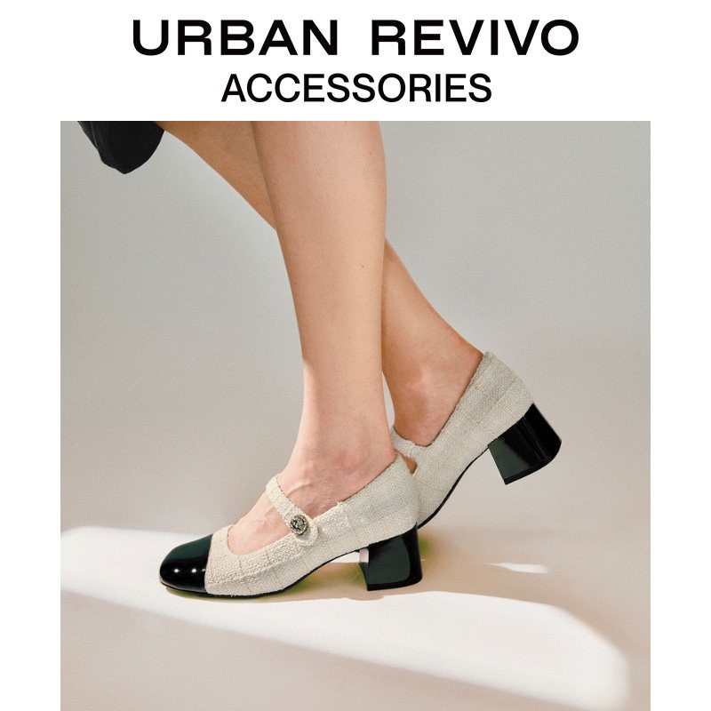 URBAN REVIVO2026夏季新款女士小香撞色玛丽珍单鞋UAWS60068+主图