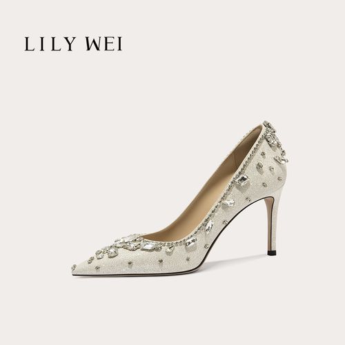 Lily Wei【水月晶华】月光碎钻尖头细跟高跟鞋清冷仙气宴会婚鞋主图