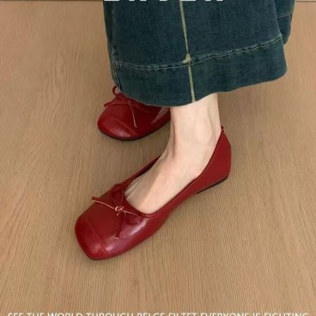 法式蝴蝶结浅口单鞋女2026Q秋季新款百搭软底配裙子温柔晚晚鞋女