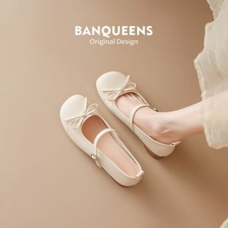 半曲温柔法式玛丽珍鞋女2026新款舒适蝴蝶结一字带休闲芭蕾风单鞋
