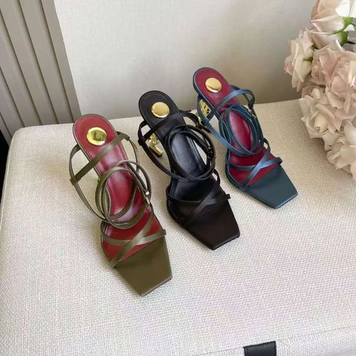新款高跟露趾方头细跟性感百搭一字带绑带凉鞋女夏季时尚主图