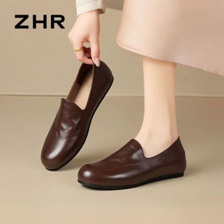 ZHR/则则【头层牛皮】真皮内增高女两穿软底一脚蹬简约妈妈单鞋Z