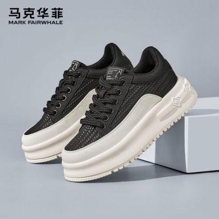 马克华菲男鞋2026夏季新款透气时尚潮流软底板鞋百搭增高休闲鞋