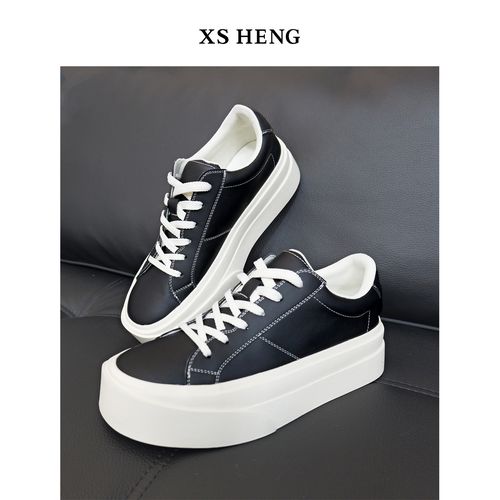 春夏系列/时尚明线超纤皮拼接厚底增高男百搭系带低帮皮鞋#6330主图