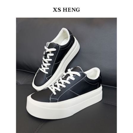 春夏系列/时尚明线超纤皮拼接厚底增高男百搭系带低帮皮鞋#6330