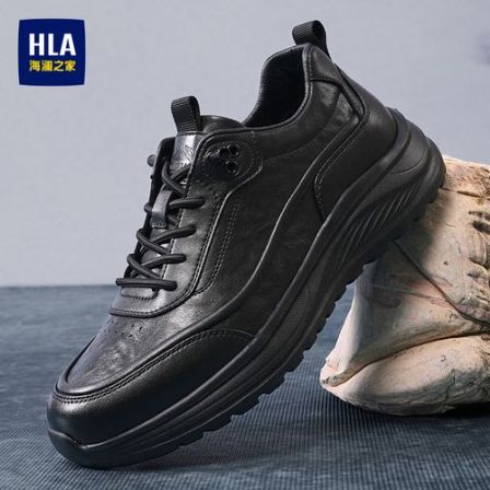 HLA/海澜之家男鞋2026秋季新款百搭厚底皮面休闲运动鞋通勤鞋子